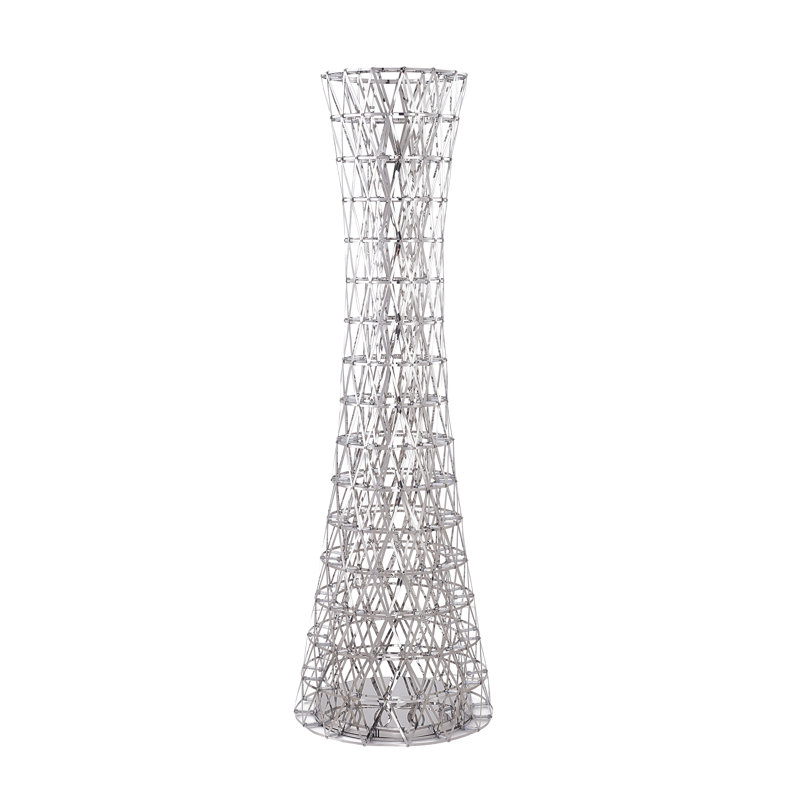 Lampe DEL sur pied colonne géométrique, Chrome