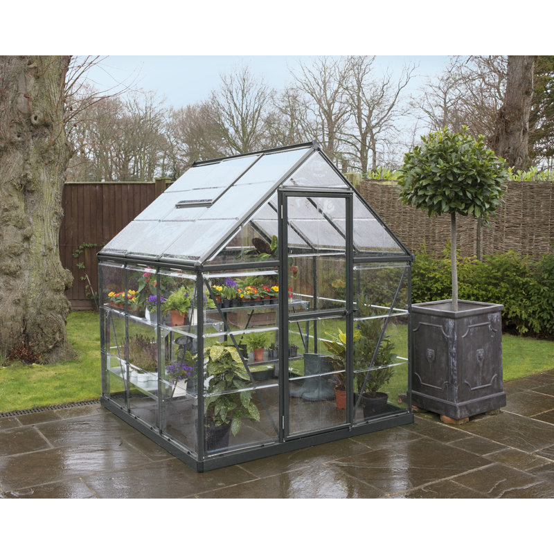 Harmony Greenhouse 6 x 4, 208cm H x 185cm W x 186cm D, Grey