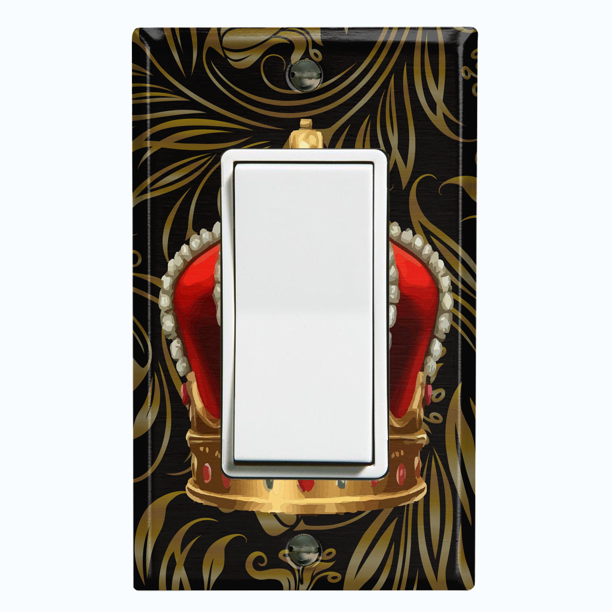 WorldAcc Metal Light Switch Plate Outlet Cover (Red King Crown Elegant ...