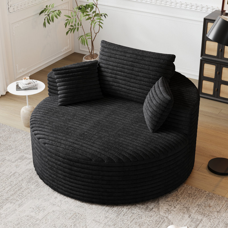 Canapé-lit simple en éponge de 50 po en velours côtelé L, sans assemblage requis, fauteuil moelleux moderne pour le salon, la chambre à coucher, le salon et la salle de projection (pas une chaise pivotante)