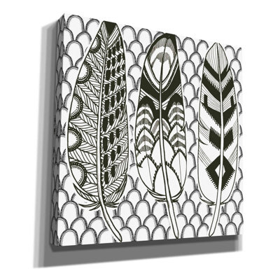 «Geo Feathers III Zentangle» par Sara Zieve Miller - peinture sur toile tendue