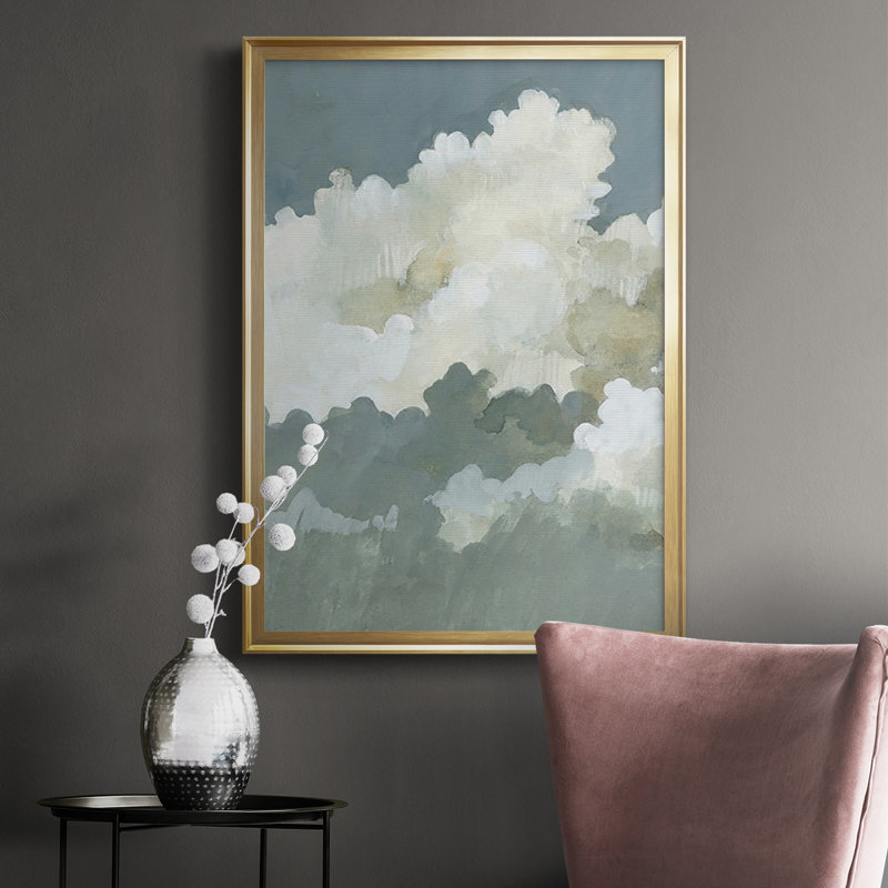 «Big Clouds I», reproduction encadrée de qualité supérieure - prête à être accrochée, Or, H 36,5 po x l 26,5 po x P 1 po