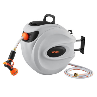 Retractable Hose Reel Water Hose Reel 130'x1 2" 180° Swivel Wall-Mounted