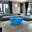 Table basse ovale simple et luxueuse bleu océan