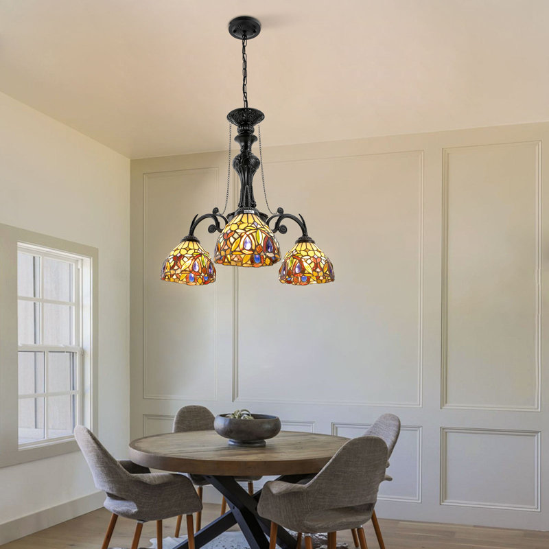 Lustre suspendu 3 lumières de style antique à hauteur réglable