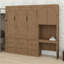 Lit escamotable moderne avec armoire latérale réversible, lumières DEL, tiroirs et armoires-439744406