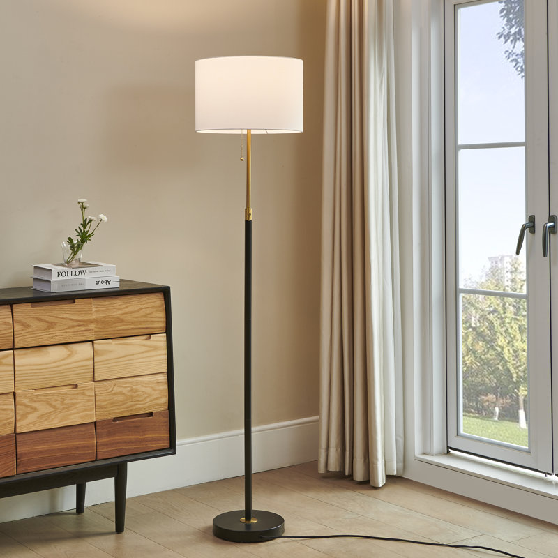 Lampe sur pied réglable traditionnelle 64,5 po Kelliann, Noir / or