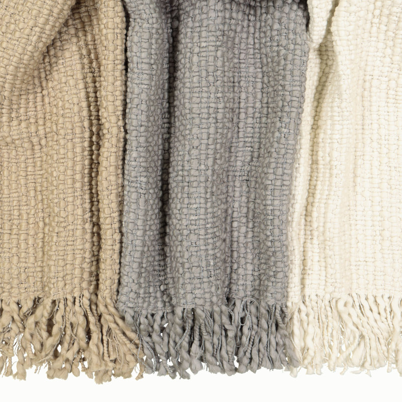 Effie Hand Woven Throw Blanket, Antique White