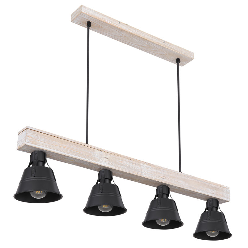 Desroches 4 - Light Kitchen Island Pendant, Natural, Black