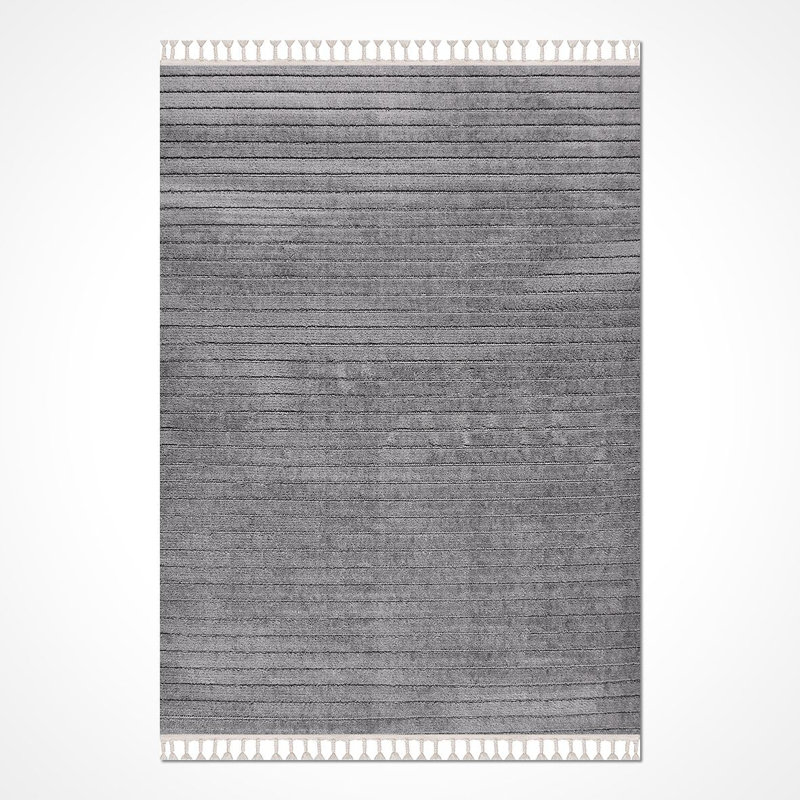 Tapis gris moderne lavable à la machine, Tapis de couloir 2 pi 8 po x 6 pi 7 po