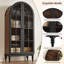 Arched Display Cabinet – 165cm, Fluted Glass Doors, 3 Tiers, Dark Green or Walnut-135778001