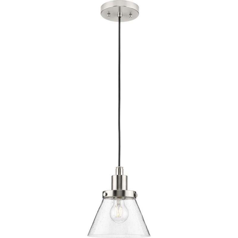 Landrich 1 - Light Cone Pendant, Brushed Nickel, Clear Seeded