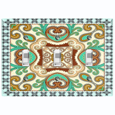 Metal Light Switch Plate Outlet Cover (Colourful Elegant Mesa Tile   - Single Toggle)