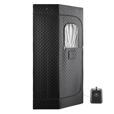Portable Steam Sauna Full with Steamer Chair Oil Box Remote Black