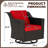 2-Piece PE Wicker Outdoor Lounge Swivel Chair with 4" Thick Red Cushions-570767148