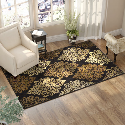Valarie Contemporary Floral Damask Indoor Area Rug