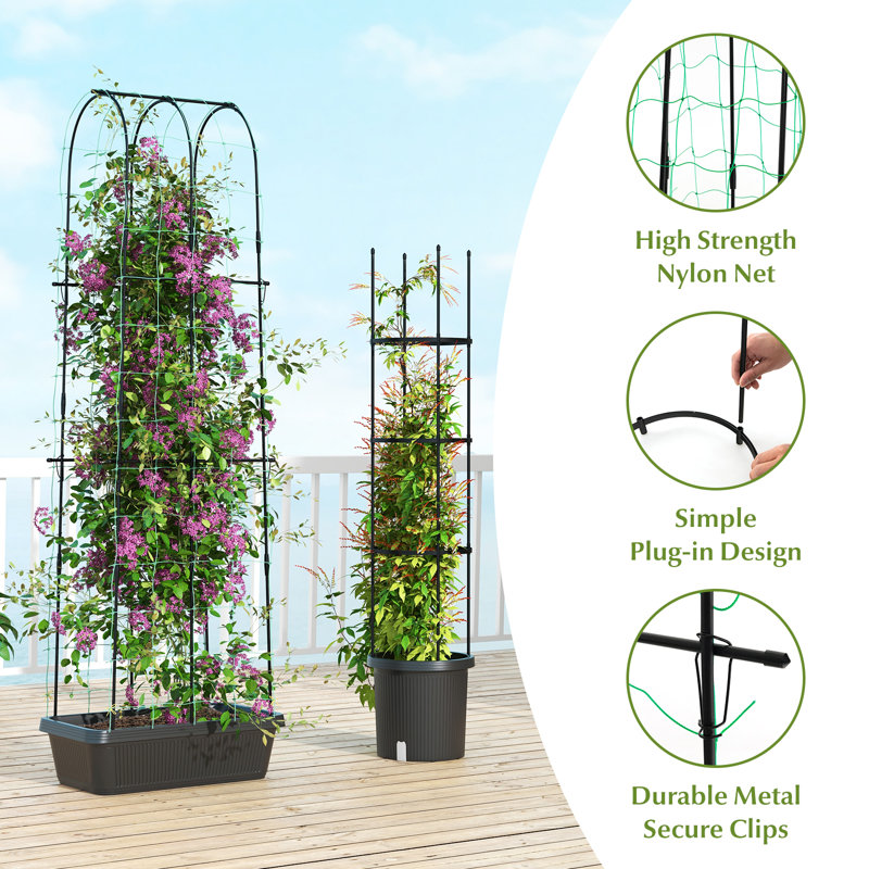 Ensemble de 2 jardinières avec treillis et concombre