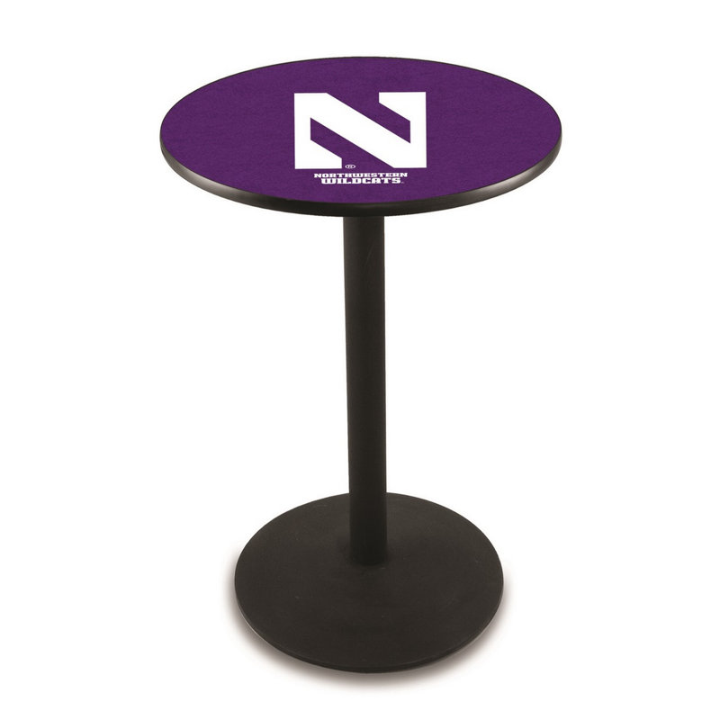 Round Metal Base Dining Table, Black Wrinkle, Northwestern University