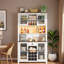 Garde-manger avec porte-verres en métal, porte-bouteilles de vin, tablettes ouvertes, station de charge intégrée et bande lumineuse à DEL-745750719