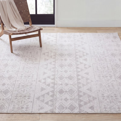 Tapis géométrique antidérapant tissé à la machine 8 pi x 10 pi