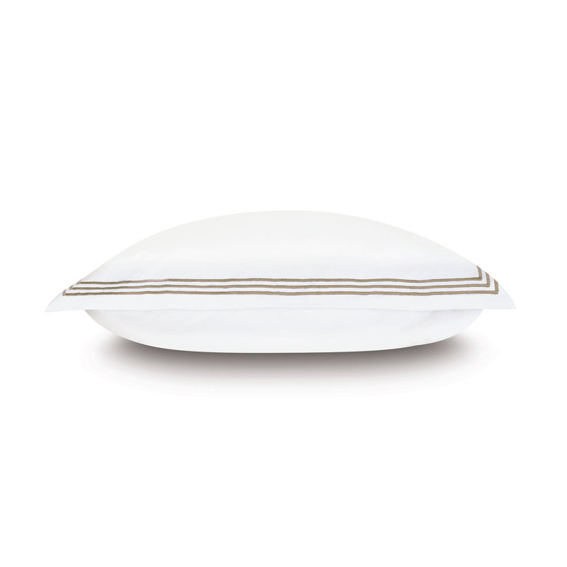 Taie décorative Tessa Percale, Blanc / sable, Standard, Rayures multicolores