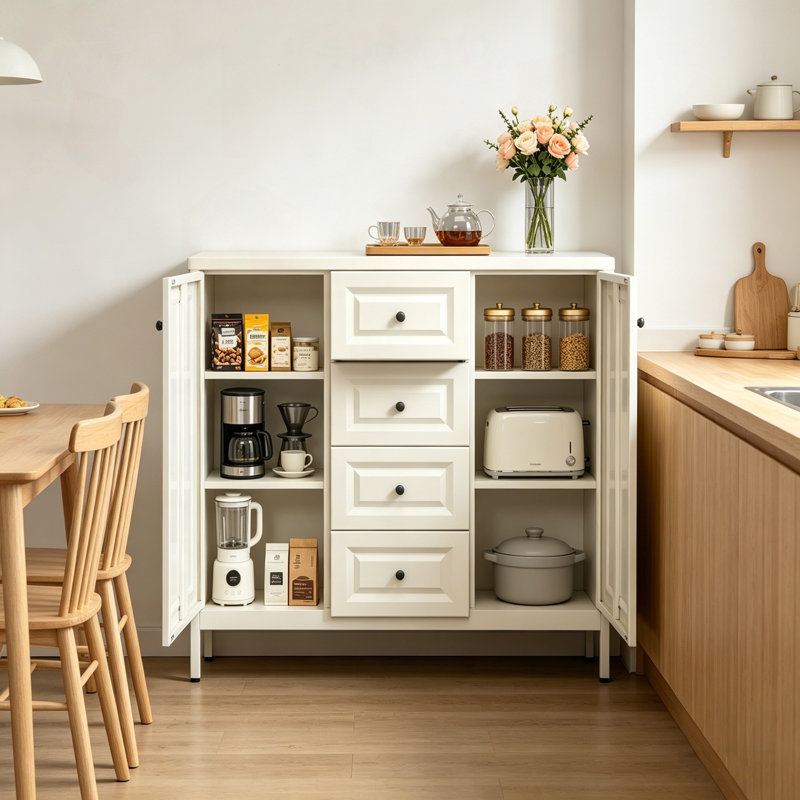 Buffet de rangement en acier 40 po avec 4 tiroirs et 2 portes