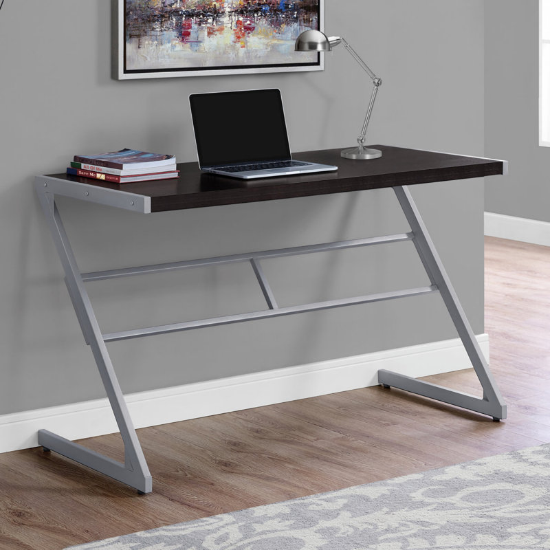 Bureau d'ordinateur, bureau personnel, ordinateur portable, L 48 po, travail, stratifié, métal, contemporain, moderne, Blanc