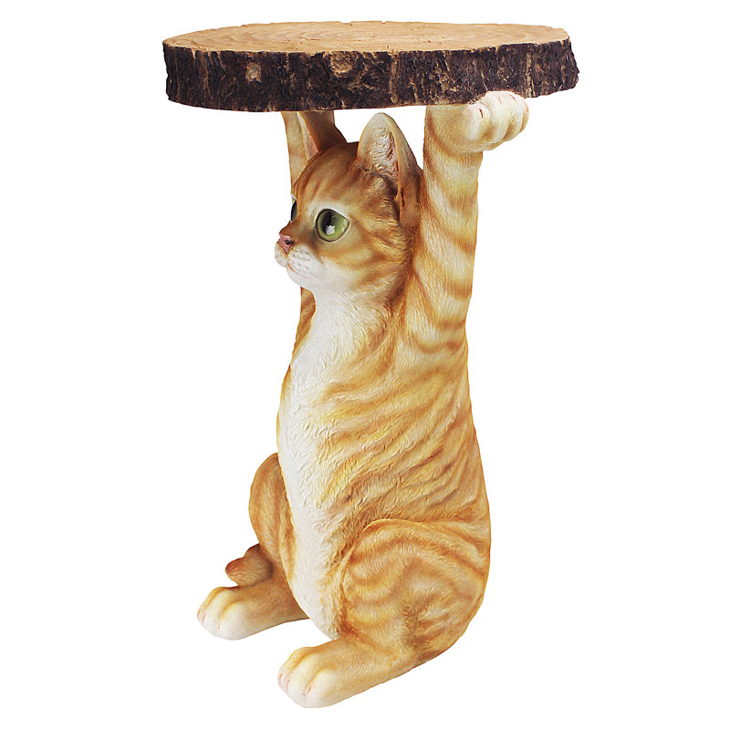 Tabby Cat at Your Service Figurine End Table