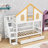 Woode Bunk Bed With House Roof Design, Storage Staircase And Drawers-235578501