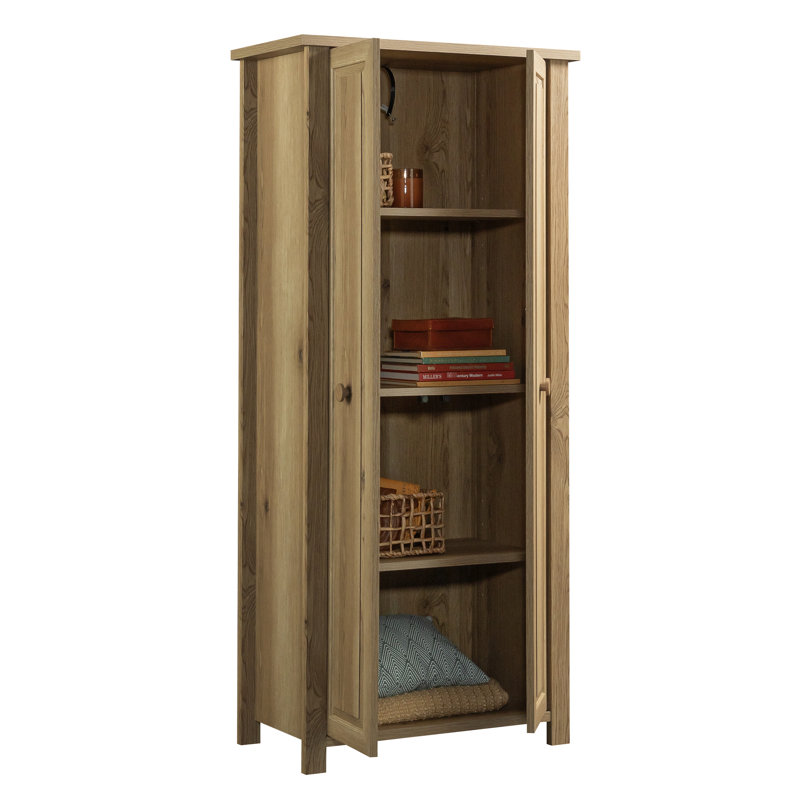 Armoire de rangement à finition brune pour cuisine, buanderie ou salon, conception rustique, tablette personnalisable, fabrication