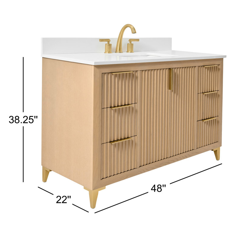 Turlington Freestanding Standard Bathroom Vanity with Top, Oak, 48"