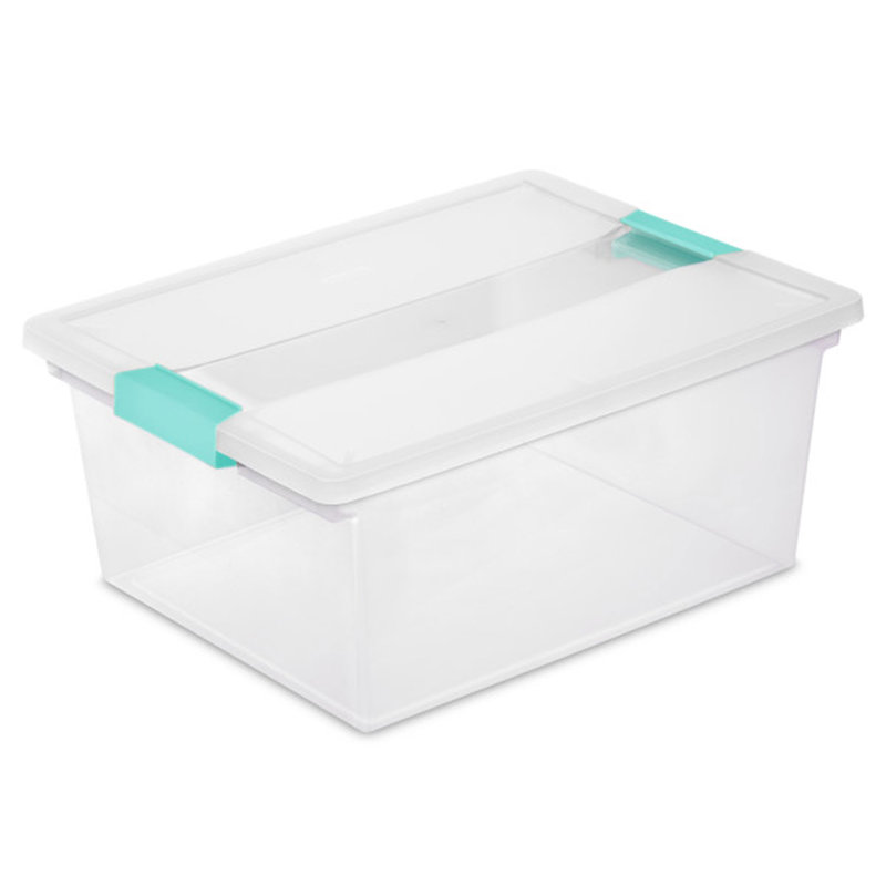Sterilite Medium Clip Box Clear Home Storage Tote Container with Lid, Deep, 12-Pack