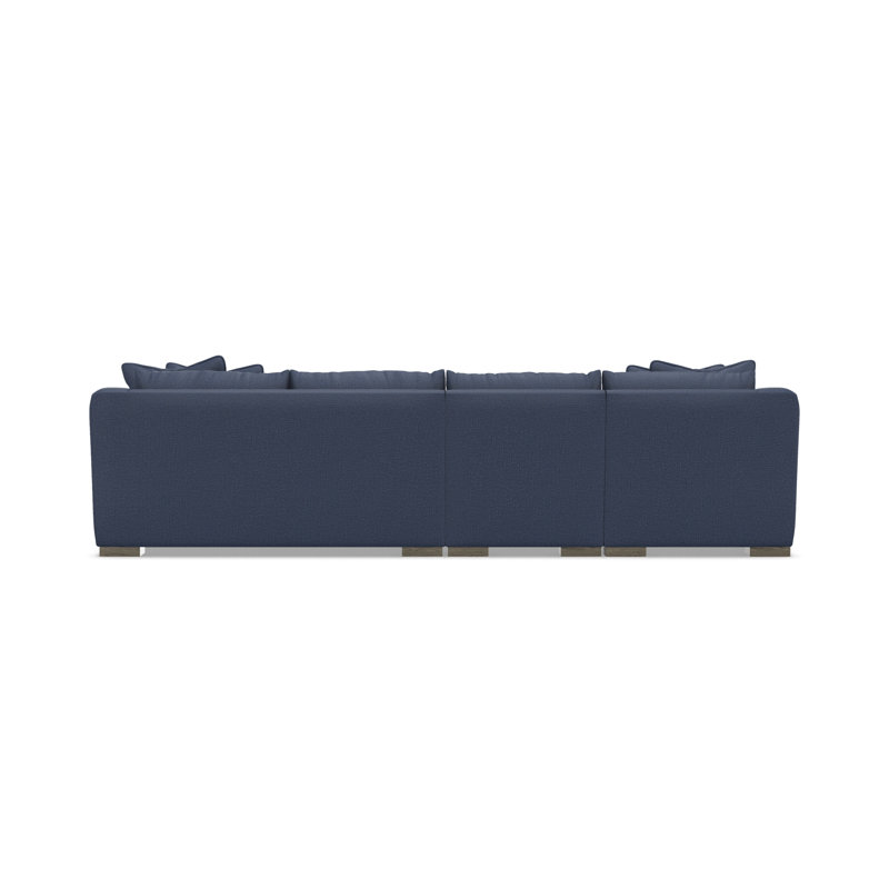 Gabi 3-Piece Fabric Sectional, Blue Polyester, 35" H x  135" W x 63.5" D, Left Hand Facing