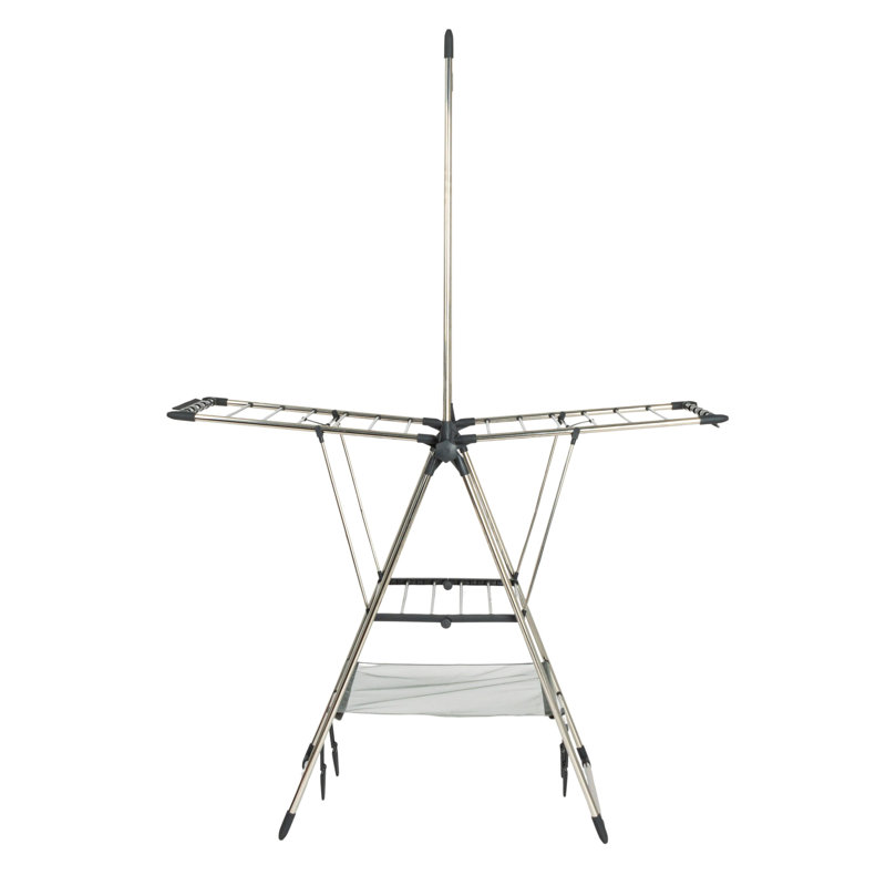 Multi-Tier Silver Stainless Steel Laundry Drying Rack with T Bar
