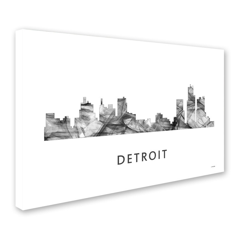 « détroit michigan horizon wb-bw », impression sur toile tendue, H 12 po x l 19 po x P 2 po