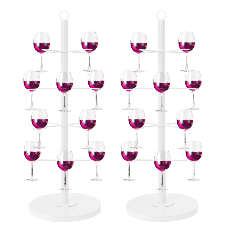 Présentoir à verres à vin 2 pièces, tour à champagne, support à cocktail à 4 niveaux