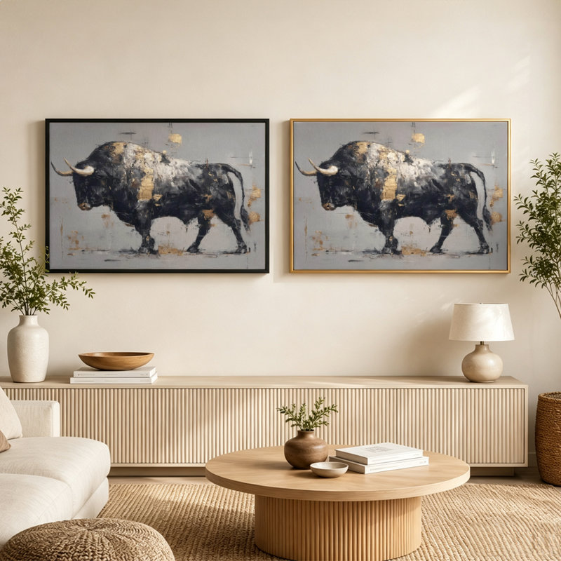 Art mural en toile Bull Bulls, 20 x 30 po, Beige