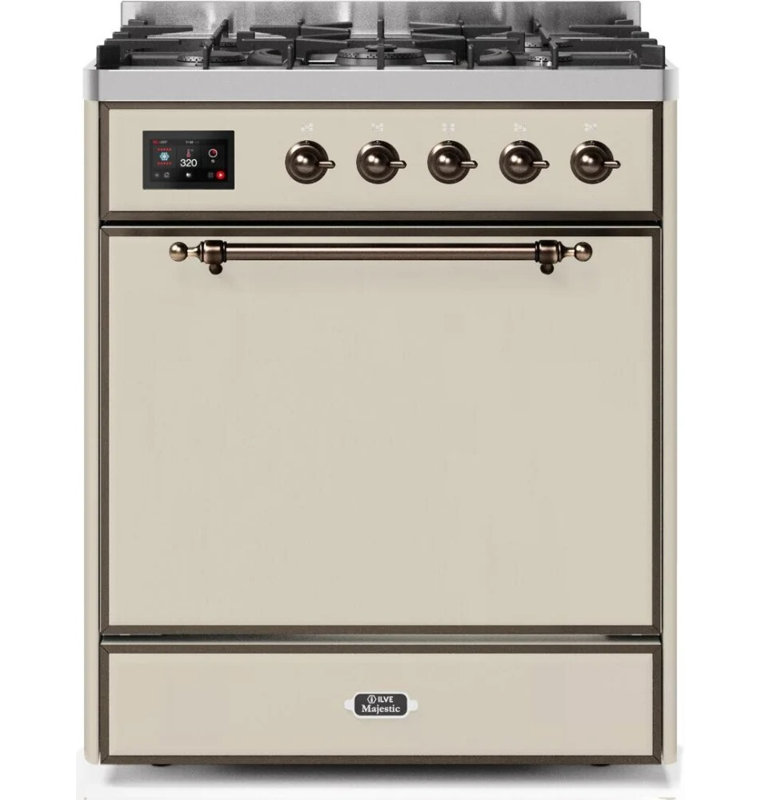 Cuisinière à double combustible 30 pouces ILVE Majestic II, 5 brûleurs en laiton, 4 cu. Capacité du four (porte pleine)