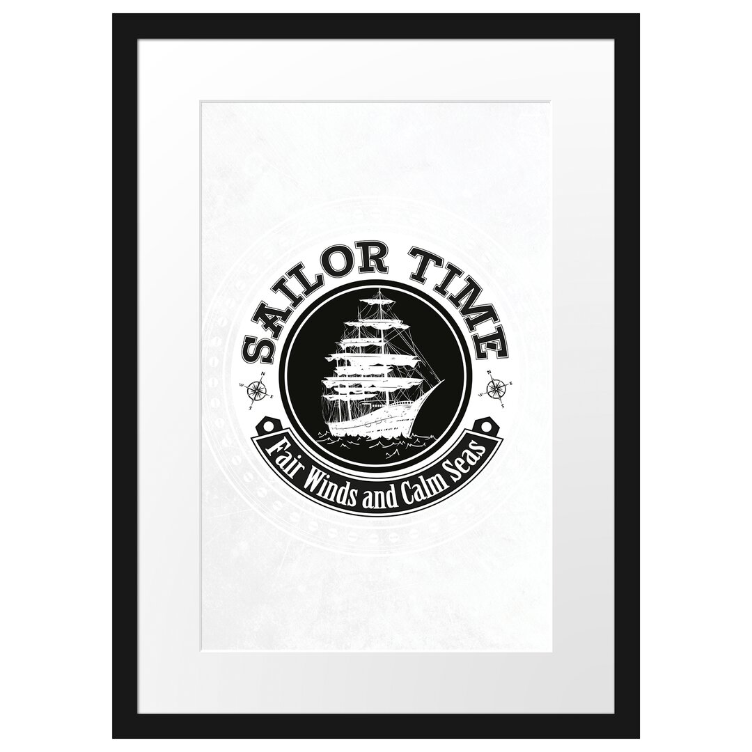 Gerahmtes Poster Sailor Time Black Leinwand