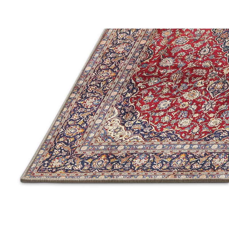Tapis traditionnel mehroon/noir/crème, Rectangle 3 pi x 5 pi