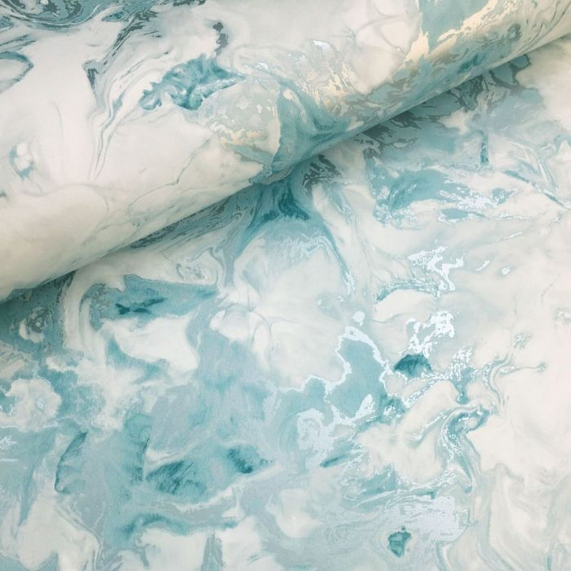 Dangelo 10.05m x 53cm Metallic Finish Wallpaper Roll, Teal