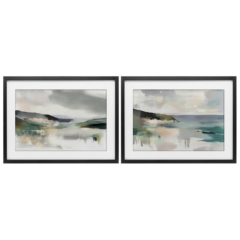 "Abstract Wild Rhythms", ensemble de 2 reproductions encadrées sous verre, design par Mona Grace, H 14 po x l 20 po