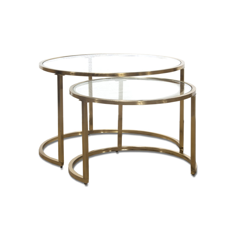 Herlef Glass Top Nesting Coffee Table, Gold