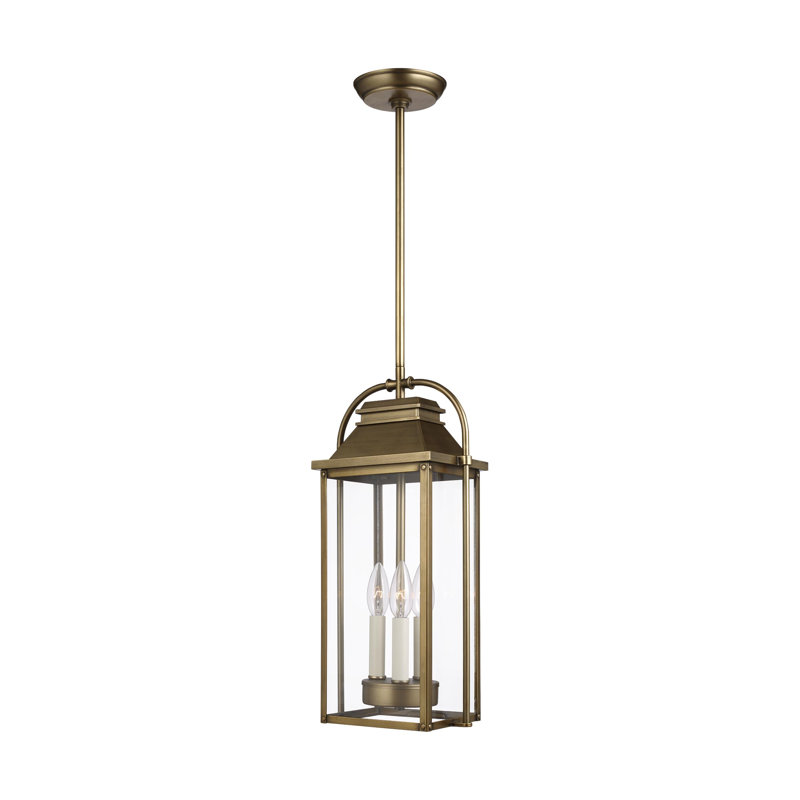 Lanterne suspendue d'extérieur 3 lumières Newson, Laiton vieilli peint