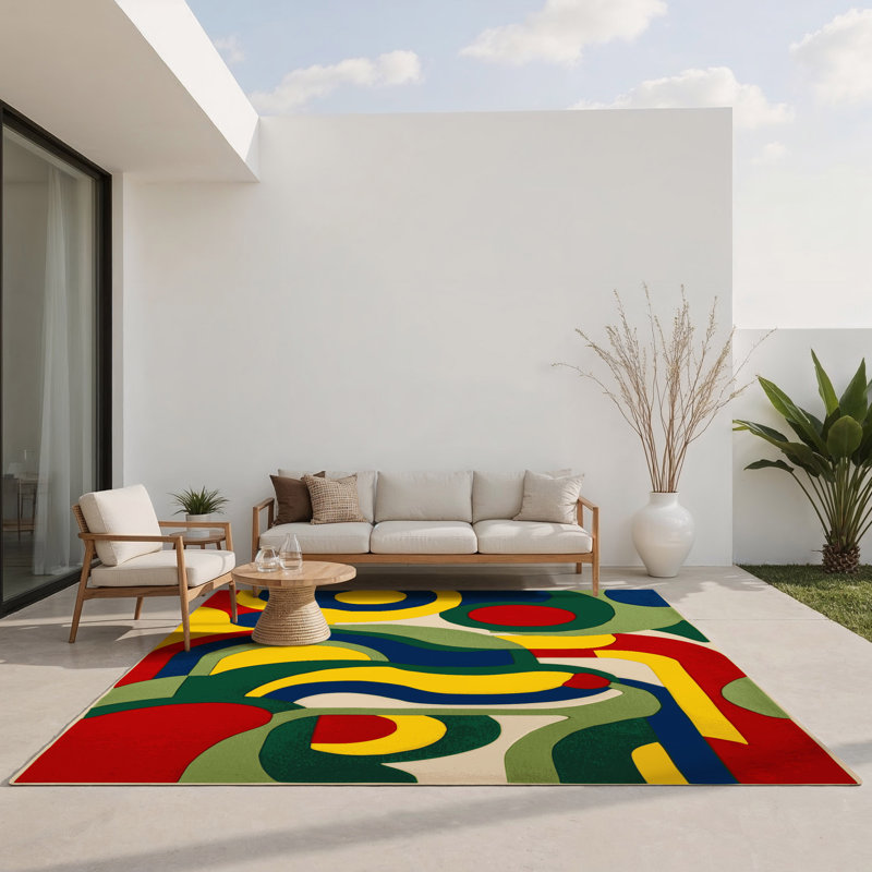 Snazzy Blast Indoor And Outdoor Area Rug, Rectangle 3' x 5'