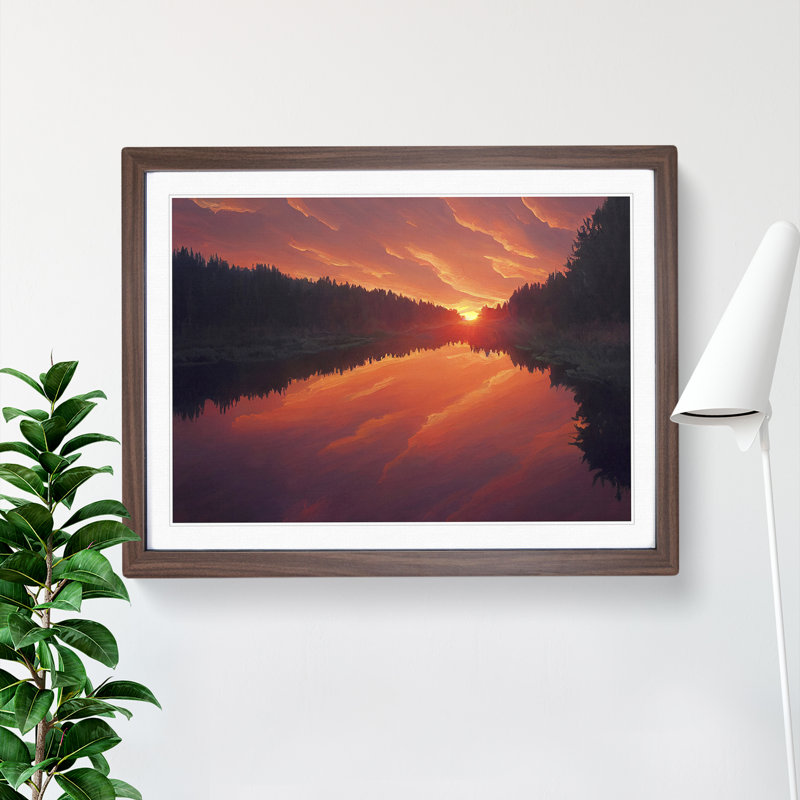 Spring Forest Sunset - Print, Walnut, 34cm H x 46cm W x 2cm D