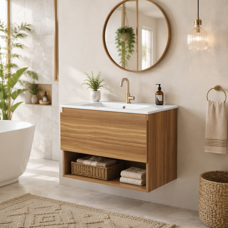Meuble-lavabo mural, grand tiroir de 76 cm, en kit, sans lavabo