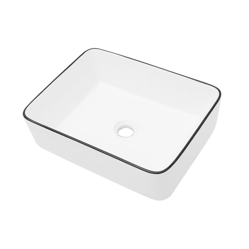 Quality 16X12 Inch White Ceramic Bathroom Vessel Sink - Long-Lasting Performance Modern Rectangular Attractive Design