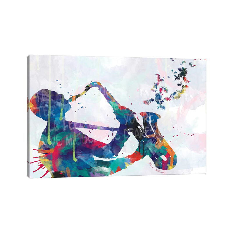 Sax-Player Saxophone by Mark Ashkenazi - Wrapped Canvas Gallery-Wrapped Canvas Giclée, 20.32 cm H x 30.48 cm W