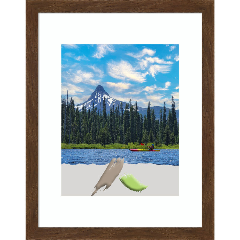 Asfiya Wood Picture Frame with Mat, Brown, 11" x 14"